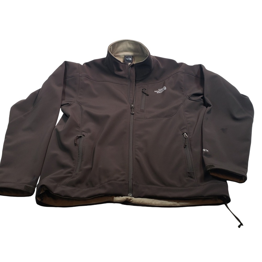The North Face Mens‎ L Softshell Jacket Brown Full Zip Fleece Lined Outdoor